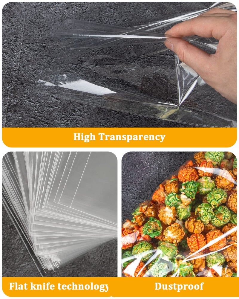 CUDICY 100pcs Cellophane Bags 10x14 Cellophane Wrap Goodie Bags Large Clear Gift Bags Party Favors Bags Clear Treat Bags with Ties Plastic Gift Bags Packaging Bags for Cookie Candy - Image 4